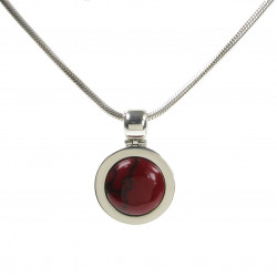 Cavendish French Silver and Formed Red Jasper Bowler Hat Pendant and Chain 1961