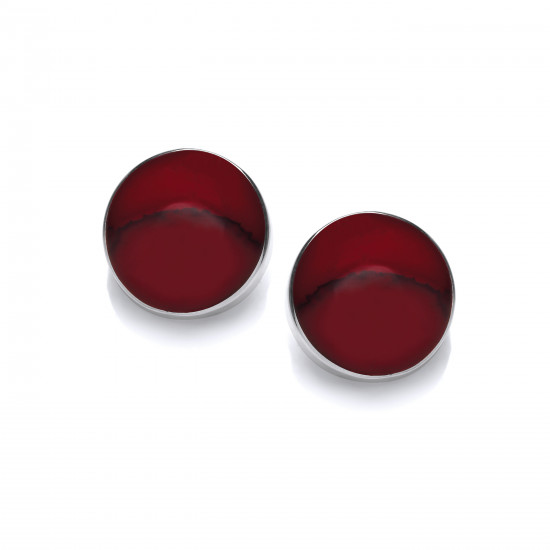 Cavendish French Silver and Formed Red Jasper Button Earrings 4679