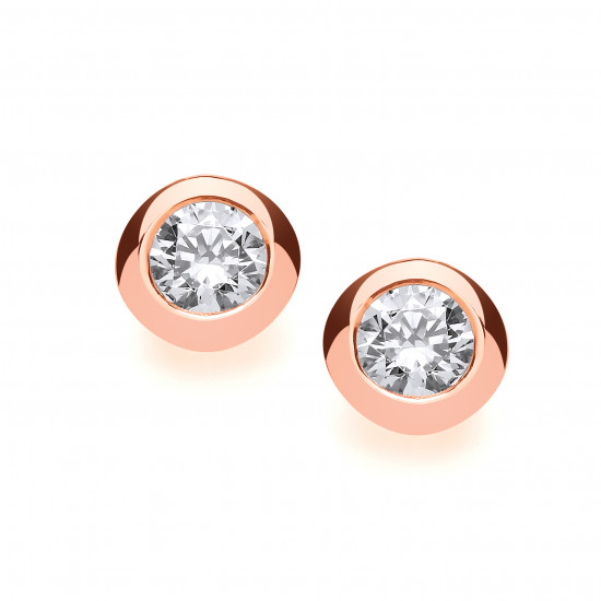 Cavendish French Rose Gold and Silver Open Backed CZ Solitaire Earrings 1/4 Carat 4783R-4