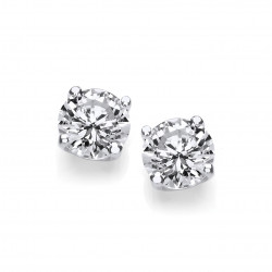 Cavendish French Silver Simple Cubic Zirconia Solitaire Stud Earrings 1 1/2 Carat 4863-8