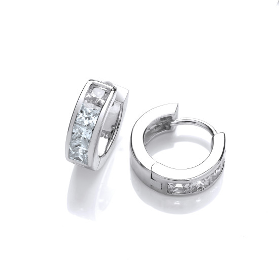 Cavendish French Silver and Cubic Zirconia Huggie Earrings 5054