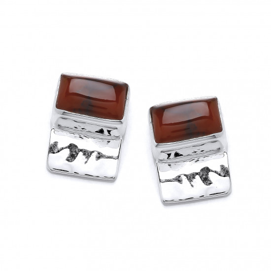 Cavendish French Silver and Red Jasper Oblongs Earrings 5251