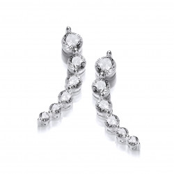 Cavendish French Silver Curvy Cubic Zirconia Climber Earrings 5332