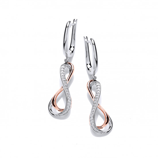 Cavendish French Cubic Zirconia, Rose Gold and Silver Infinity Earrings 5344