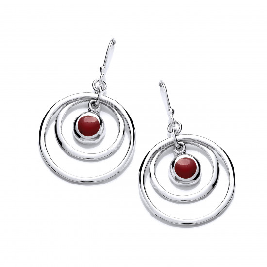 Cavendish French Silver and Red Jasper Hoopla Earrings 5416