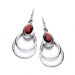 Cavendish French Silver and Red Jasper Double Drop Earrings 5417