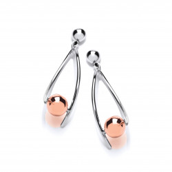 Cavendish French Silver and Copper Ball in a Wire Drop Earrings 5505