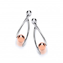 Cavendish French Silver and Copper Ball in a Wire Drop Earrings 5505