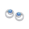 Cavendish French Silver CZ and Blue Opalique Circles Earrings 5682