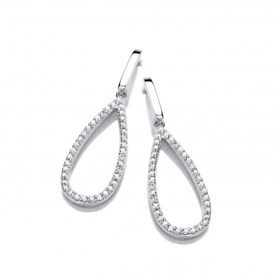 Cavendish French Silver & Cubic Zirconia Loop Drop Earrings 5766