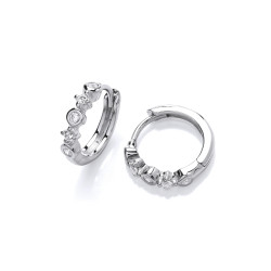 Cavendish French Silver and Cubic Zirconia Mix Huggie Earrings 5890