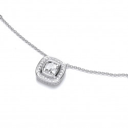 Cavendish French Round Suround Silver and Cubic Zirconia Necklace 6264