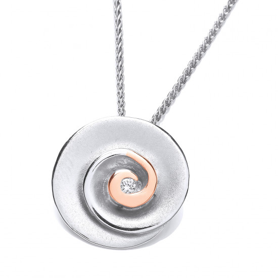 Cavendish French Rose Gold and Silver Swirl Pendant and Chain 6284