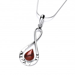 Cavendish French Silver Figure of Eight Pendant with Red Jasper and Chain 6293