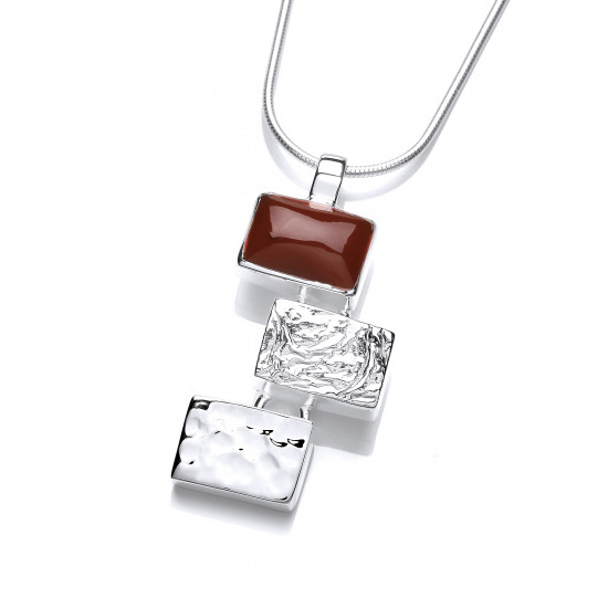 Cavendish French Silver and Red Jasper Oblongs Pendant and Chain 6329