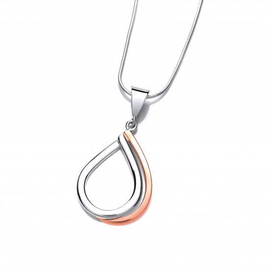 Cavendish French Silver and Copper Double Teardrop Pendant and Chain 6612