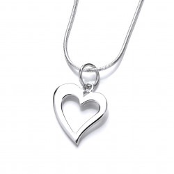 Cavendish French  Silver Quirky Heart Pendant and Chain 6694