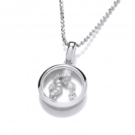 Cavendish French Celestial Silver and CZ Seahorse Pendant and Chain 6713