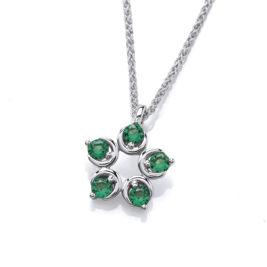 Cavendish French Emerald Cubic Zirconia Flower Pendant and Chain CF378