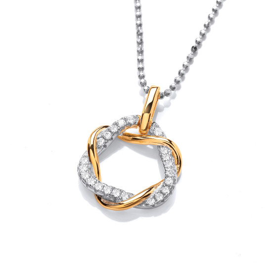 Cavendish French Silver Gold and Cubic Zirconia Twist Pendant and Chain CF370 