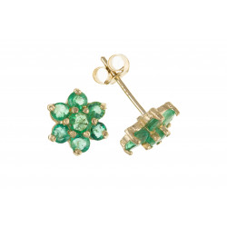 9ct Emerald Flower Studs AP0228