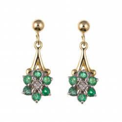 9ct Emerald and Diamond Drop Earrings AP1050