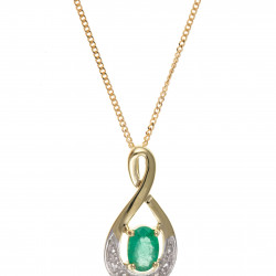 9ct Gold Diamond and Emerald Pendant AT0112