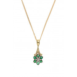 9ct Emerald and Diamond Pendant AT1050