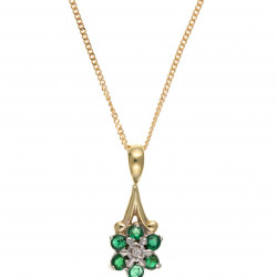 9ct Emerald and Diamond Pendant AT1050