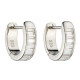 Fiorelli Silver Huggie Hoop Earrings with Baguette CZ E6069C