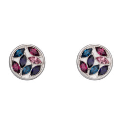 Fiorelli Silver Navette Crystal Mosaic Stud Earrings E6075 