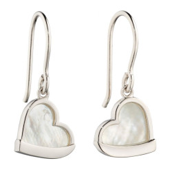 Fiorelli Silver Heart Drop Earrings with Mother of Pearl Centre E6117W