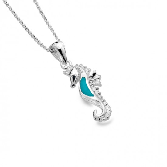 Sea Gems Silver Sea Horse Pendant and Chain P1296