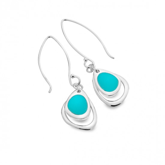 Sea Gems Silver Turquoise Dropper Earrings P1336