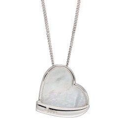 Fiorelli Silver Heart Pendant with Mother of Pearl Centre and Chain P5027C