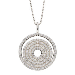 Fiorelli Silver Spiral Pendant with Pave CZ and Chain P5072C