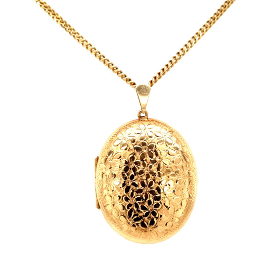 Pre Owned 9ct Oval Locket and Chain ZL690