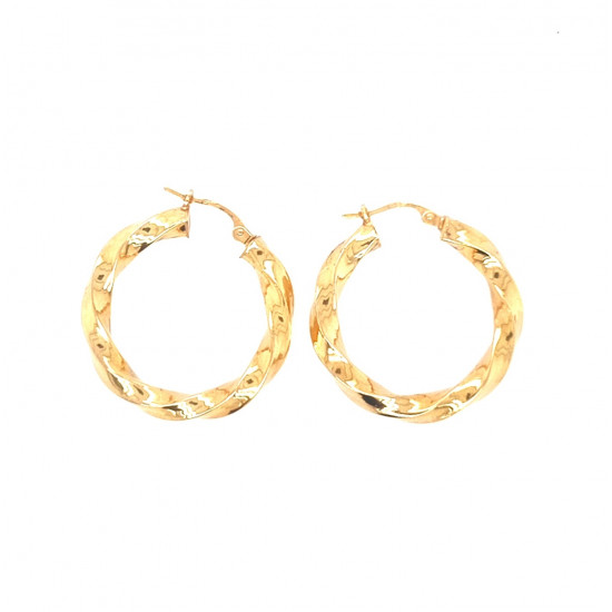 Pre Owned 9ct Twist Hoop Earrings ZL95