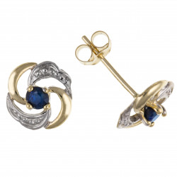 9ct Gold Sapphire and Diamond Stud Earrings AP1195