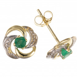 9ct Emerald and Diamond Stud Earrings AP1197