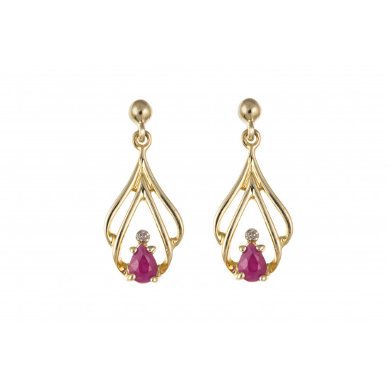 9ct Ruby and Diamond Drop Earrings AP6616