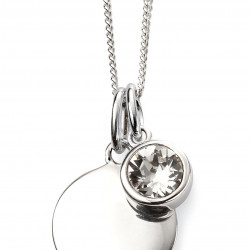 Birthstone Silver Pendant April P4593