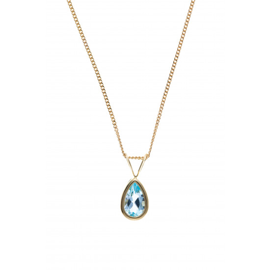 9ct Blue Topaz Pendant and Chain AT3978