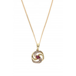 9ct Ruby and Diamond Pendant and Chain AT3983