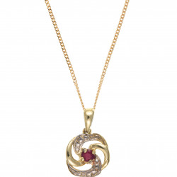 9ct Ruby and Diamond Pendant and Chain AT3983