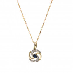 9ct Sapphire and Diamond Pendant and Chain AT5025