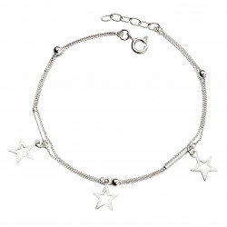 Silver Star Charm Curb Bracelet B4896