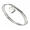 Silver Double diamond cut bangle with heart B5066