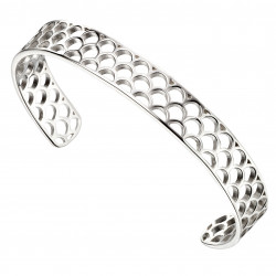 Silver Open semi circle pattern bangle B5069