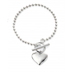 Silver Heart ball chain bracelet B5073